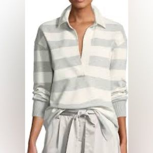 Lafayette 148 New York Antonia Laszlo Stripe Rugby Shirt size Large